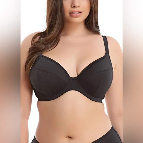 Elomi Swim Essentials Underwired Plunge Bikini Top in Black 38K - Picture 1 of 6